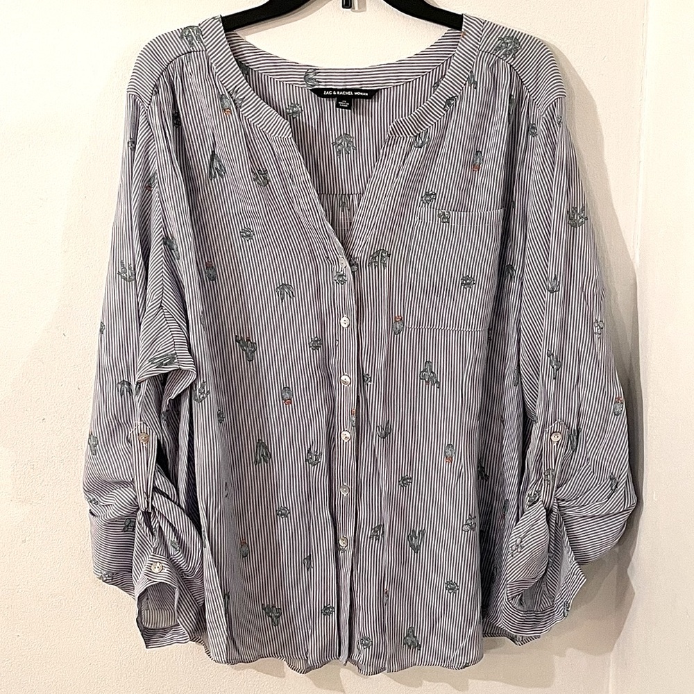 Zach & Rachel Striped Blouse 2XL